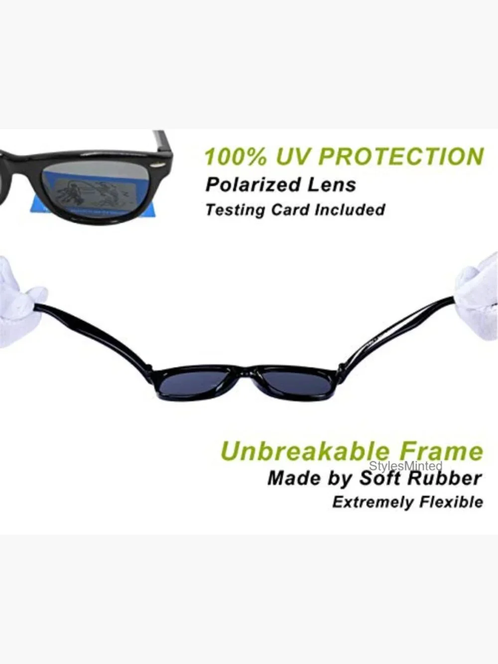 Kids Polarized Sunglasses TPEE Rubber Flexible UV400 Protection Ages 3-9